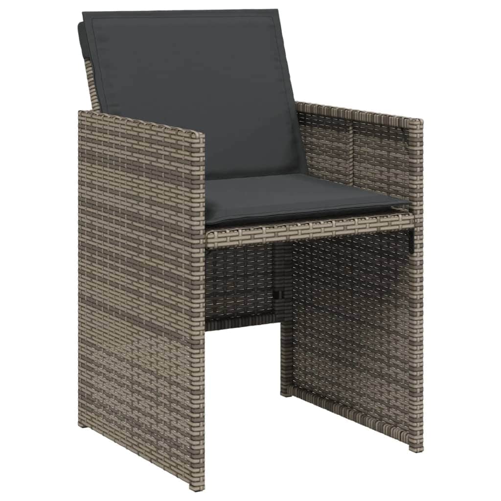 Rattan finish - Garden Chairs with Cushions 4 pcs Grey Poly Rattan