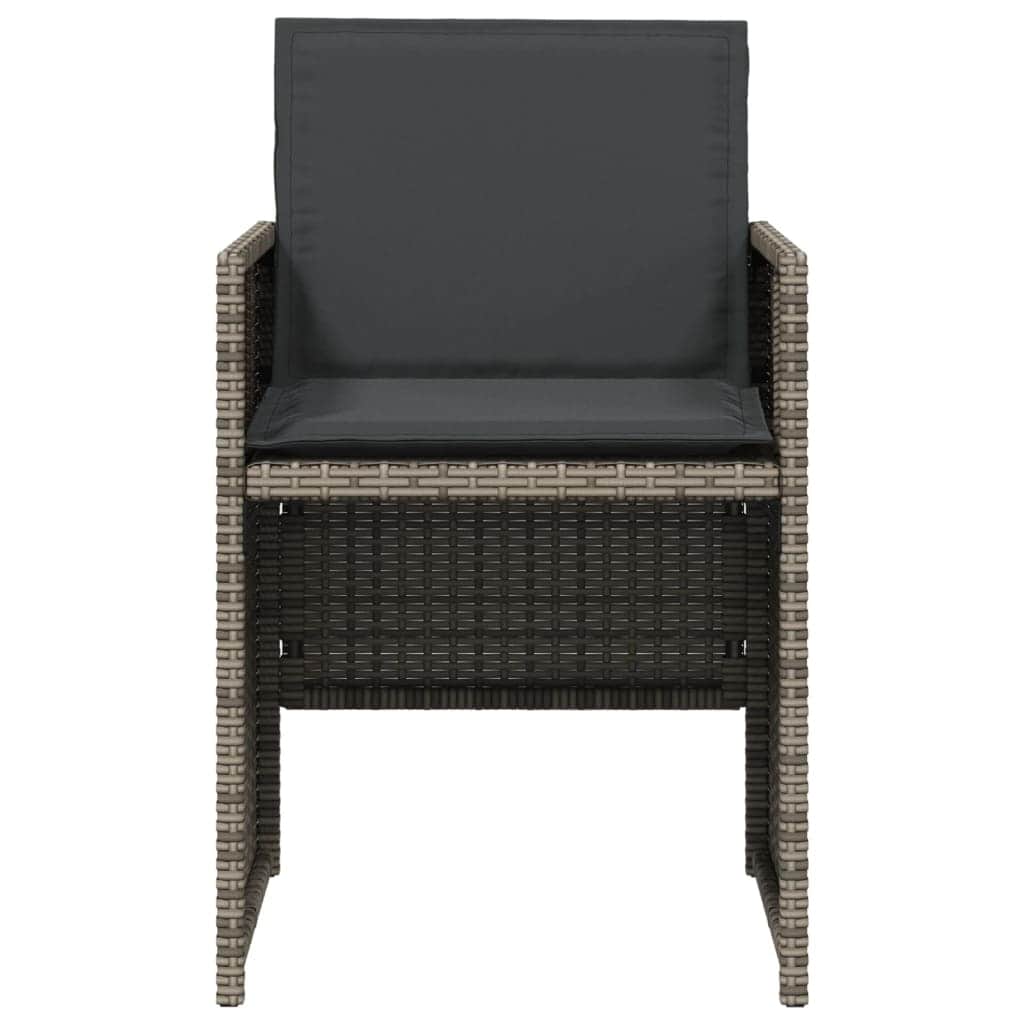 Garden Chairs with Cushions 4 pcs Grey Poly Rattan, Rattan finish