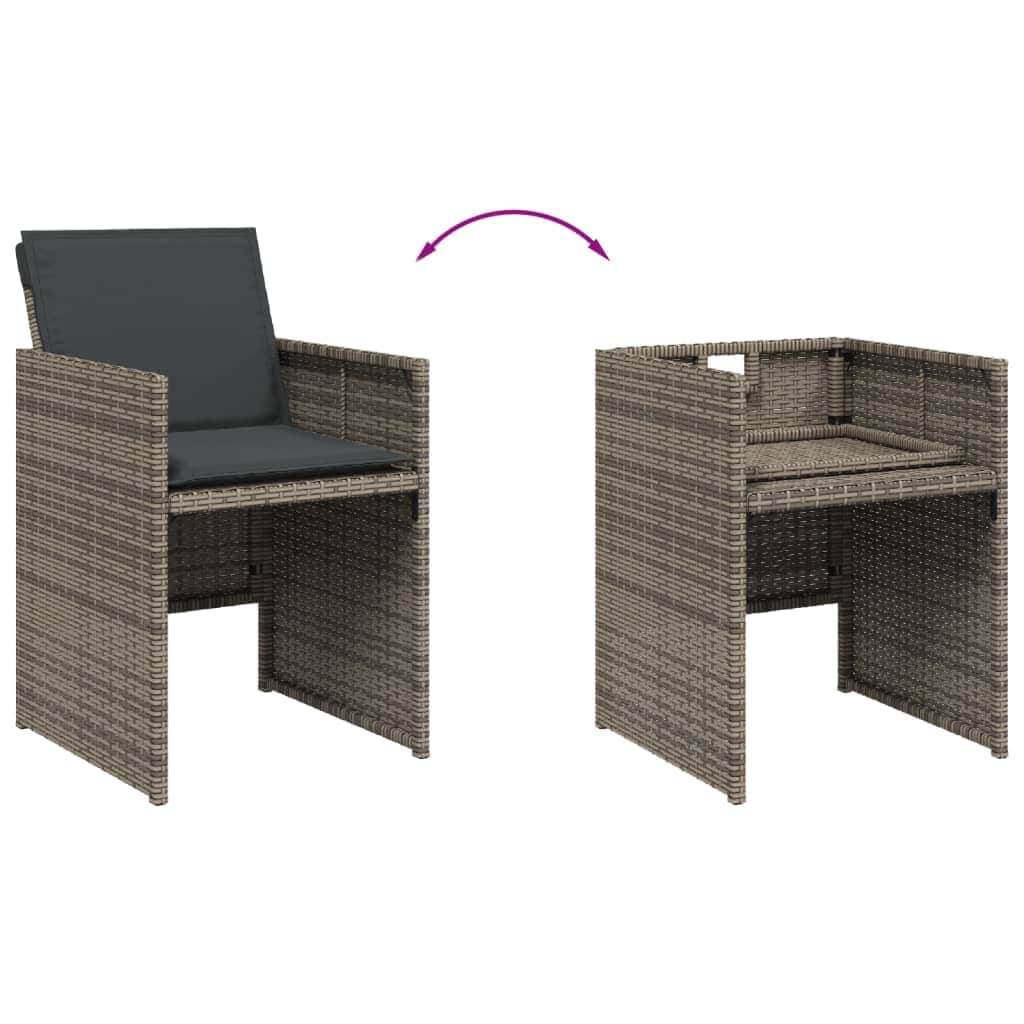 Garden Chairs with Cushions 4 pcs Grey Poly Rattan | Outdoor Chairs