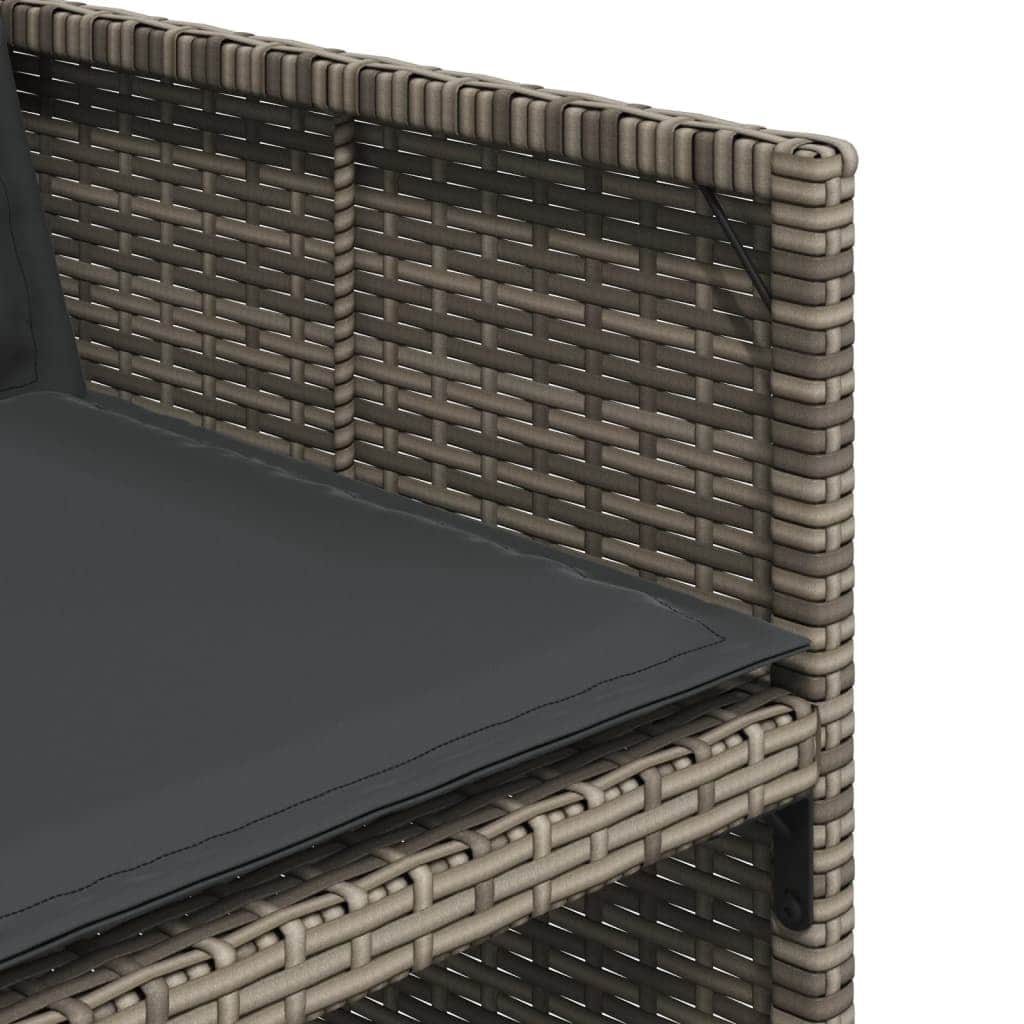Garden Chairs with Cushions 4 pcs Grey Poly Rattan | Rattan finish