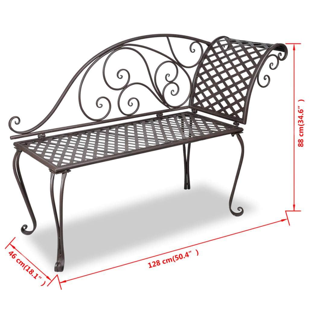 Garden Chaise Lounge 128 cm Steel Antique Brown - Simple deals