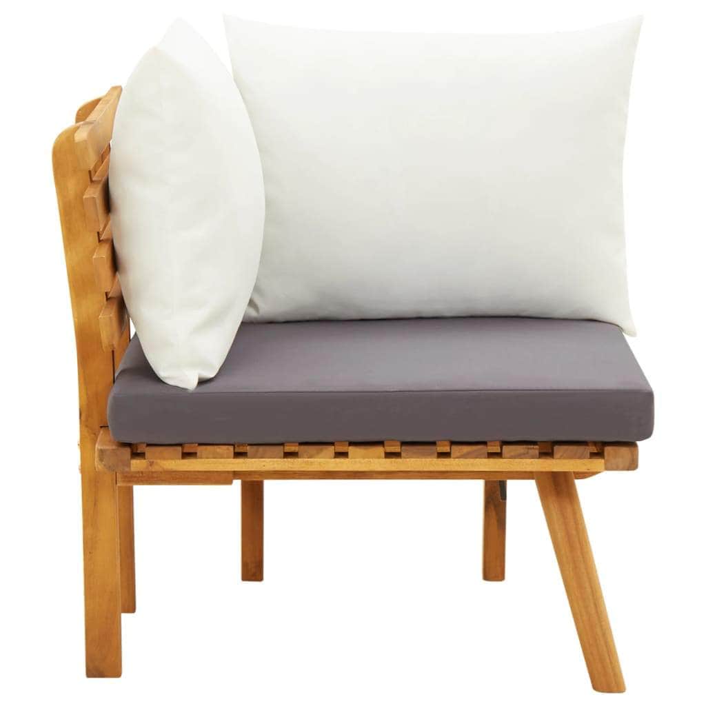 Acacia finish - Garden Corner Sofa with Cushions Solid Acacia Wood