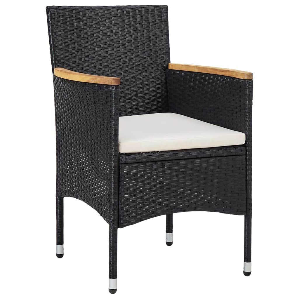 Garden Dining Chairs 2 pcs Poly Rattan Black