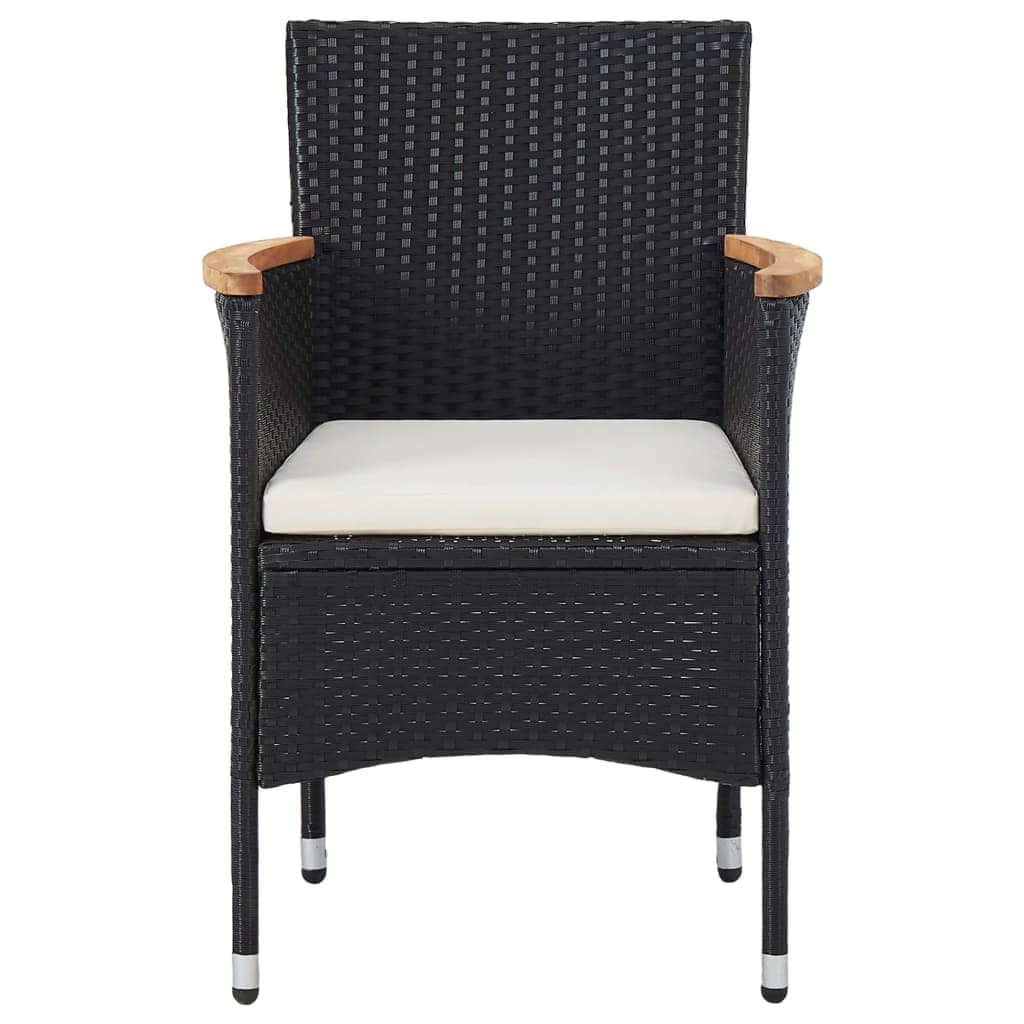 Garden Dining Chairs 2 pcs Poly Rattan Black
