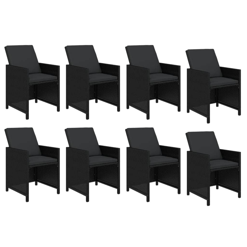 Garden Dining Set with Cushions Poly Rattan Black