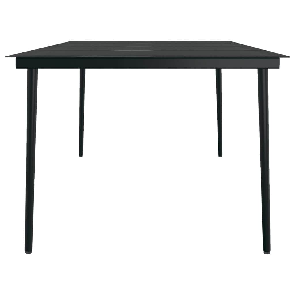 Outdoor Tables - Garden Dining Table Black Steel and Glass