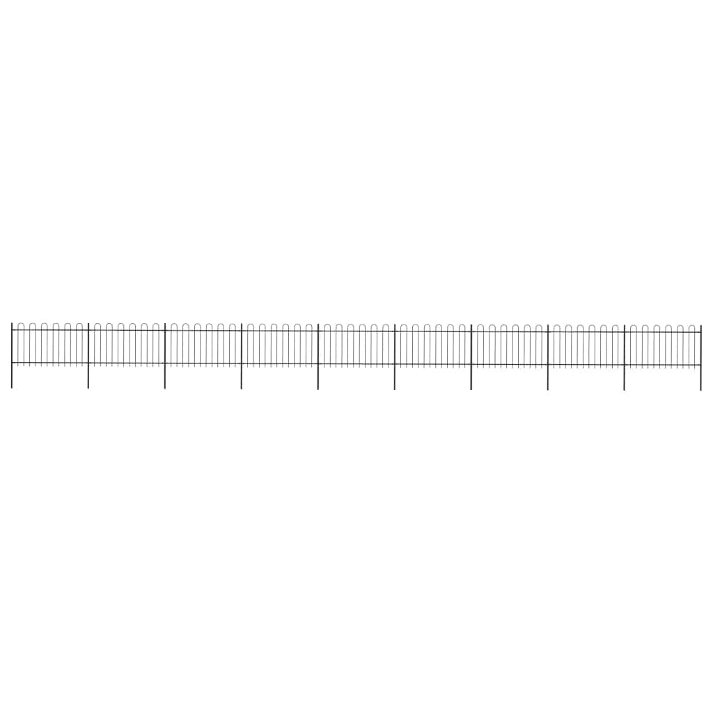 Garden Fence Durable with Hoop Top Steel Black