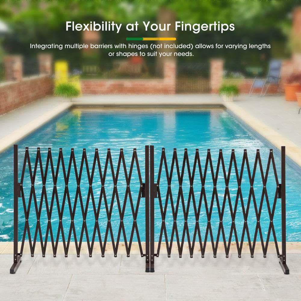 Garden Fence Gate Expandable Barrier Indoor Outdoor Brown