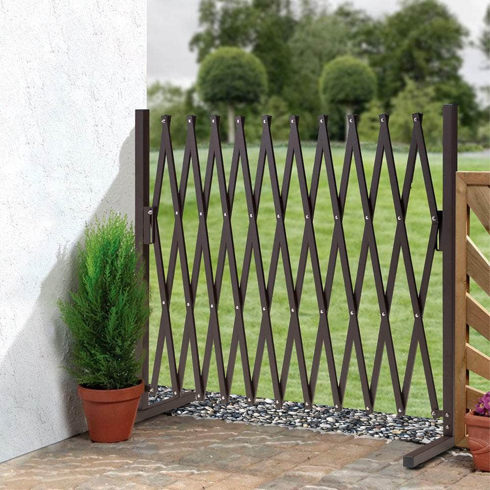 Garden Fence Gate Expandable Barrier Indoor Outdoor Brown