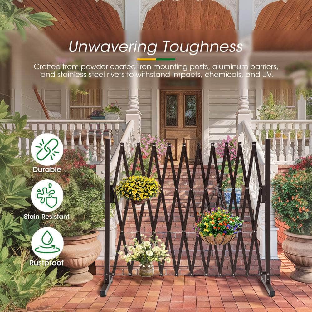 Garden Fence Gate Expandable Barrier Indoor Outdoor Brown