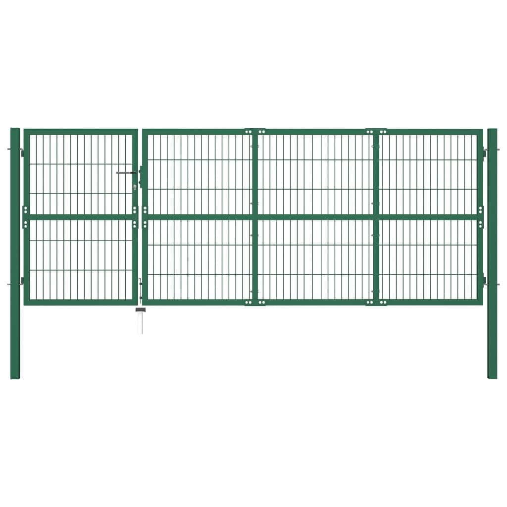 Garden Fence Gate with Posts Steel Green M