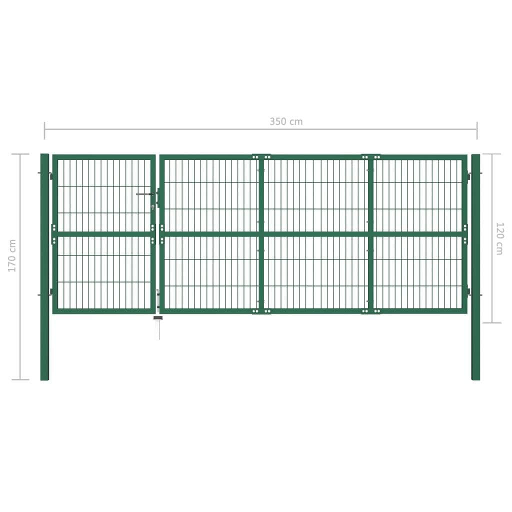 Garden Fence Gate with Posts Steel Green M