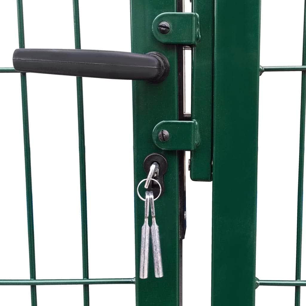 Garden Fence Gate with Posts Steel Green S