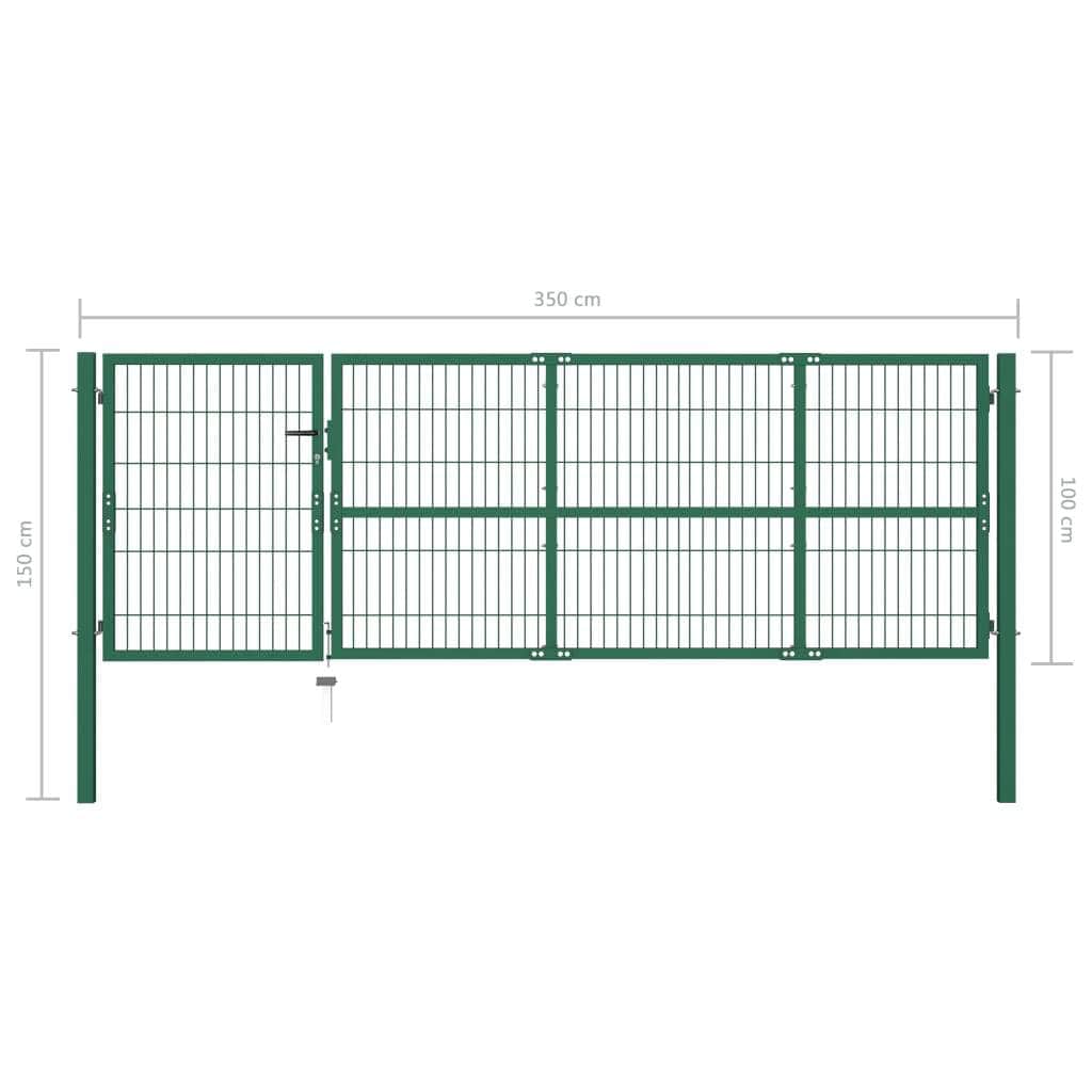 Garden Fence Gate with Posts Steel Green S