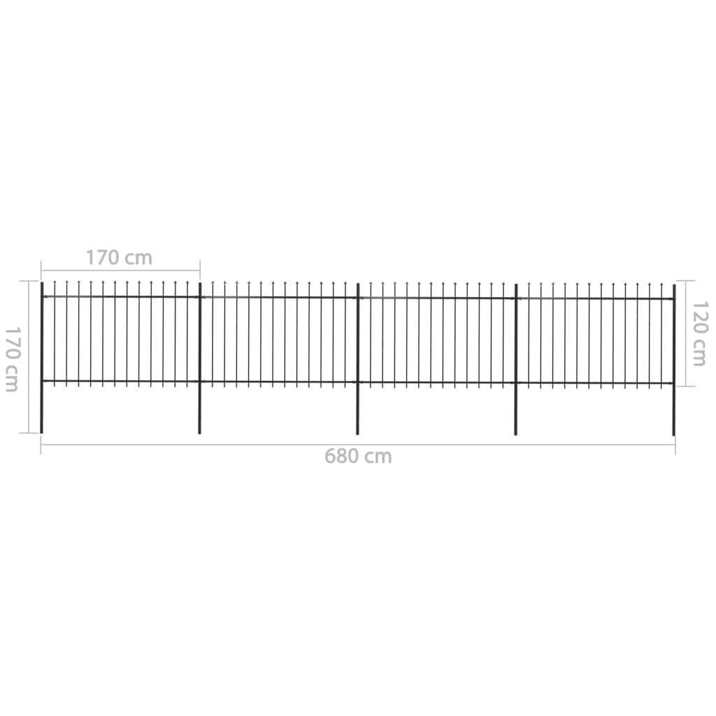 Garden Fence Home with Spear Top Steel Study Black