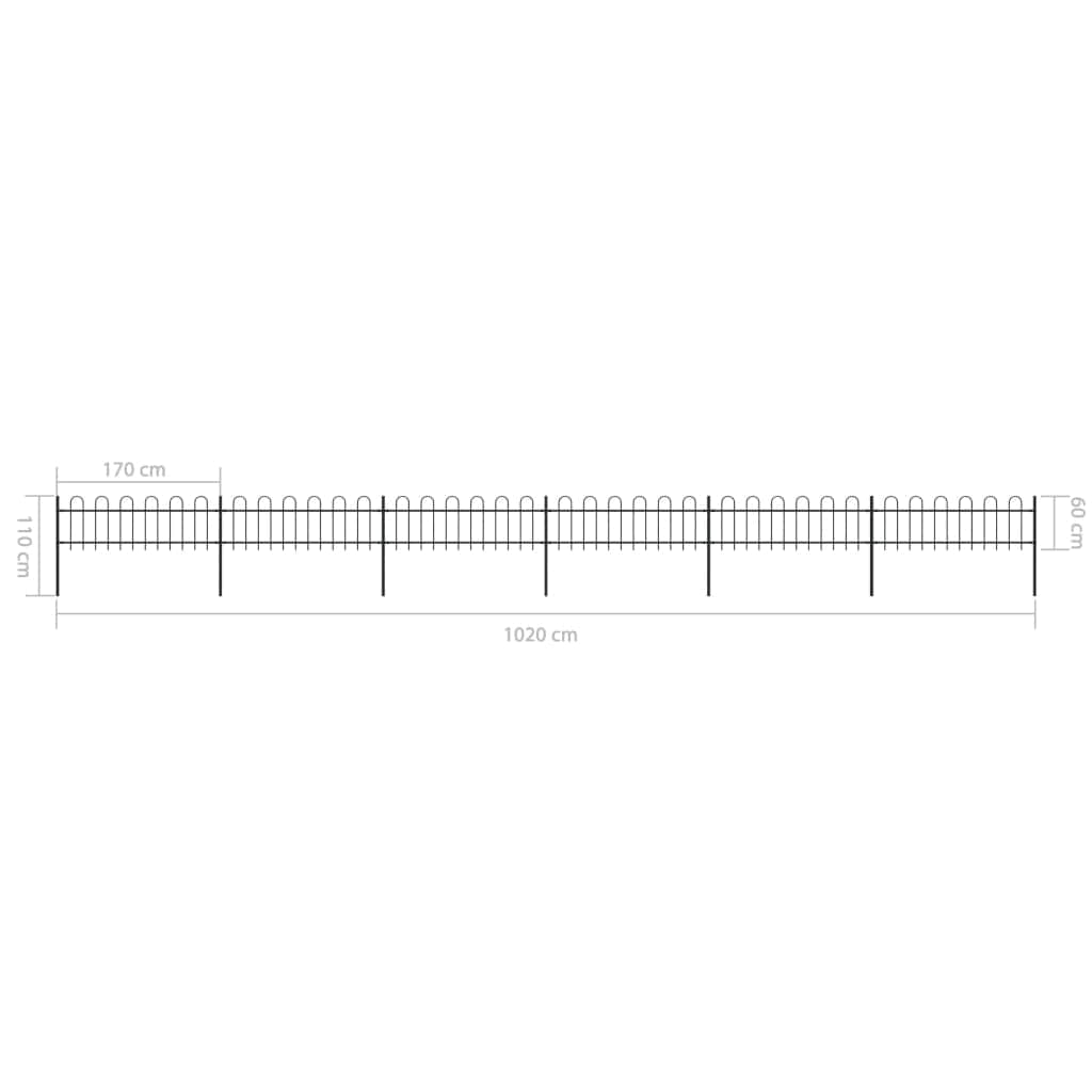 Garden Fence Hoop Top Steel Black