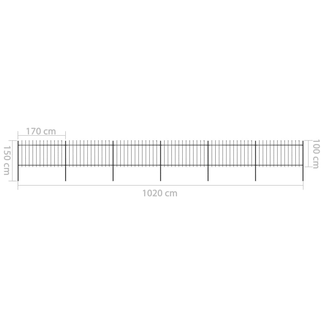 Garden Fence Outdoor Spear Top Steel Black