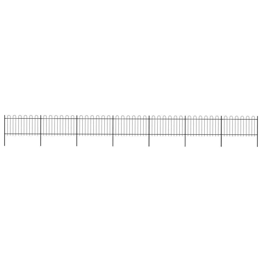 Garden Fence Outdoor with Hoop Top Steel ,Black