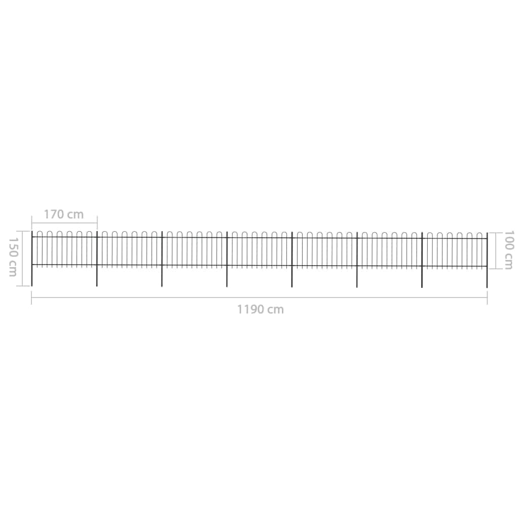 Garden Fence Outdoor with Hoop Top Steel ,Black