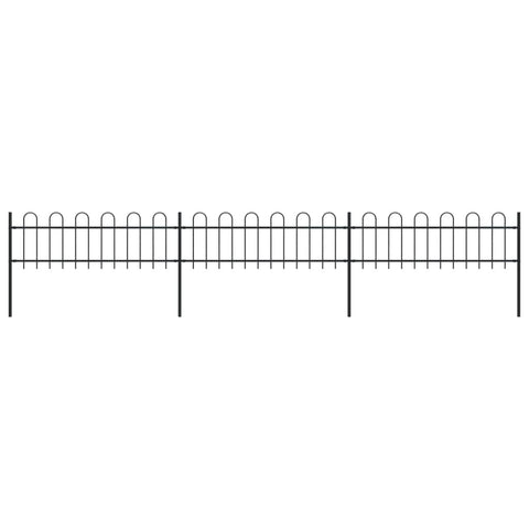 Garden Fence Outdoor with Hoop Top Steel -Black