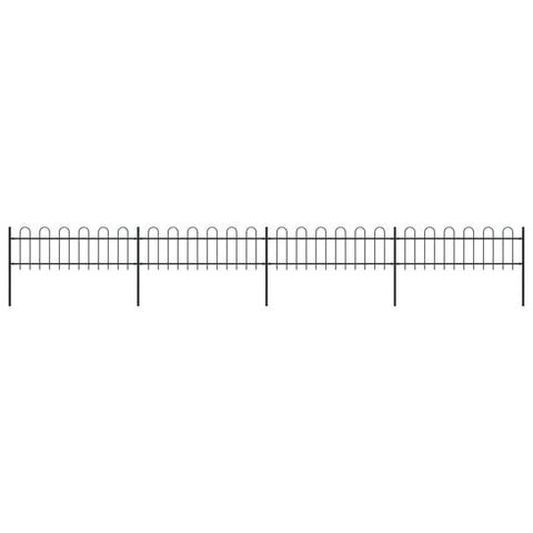 Garden Fence Outdoor with Hoop Top Steel Black