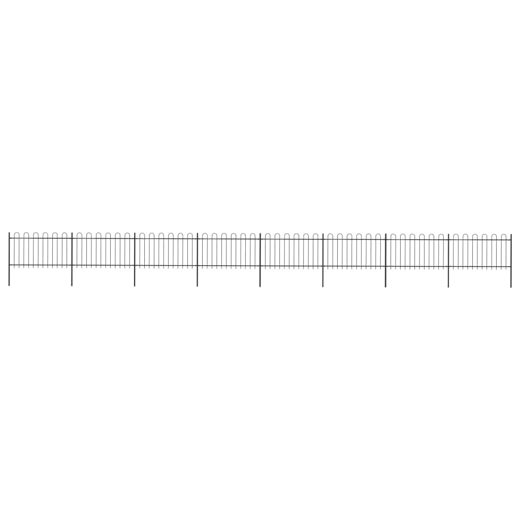 Garden Fence Outdoor with Hoop Top Steel,Black