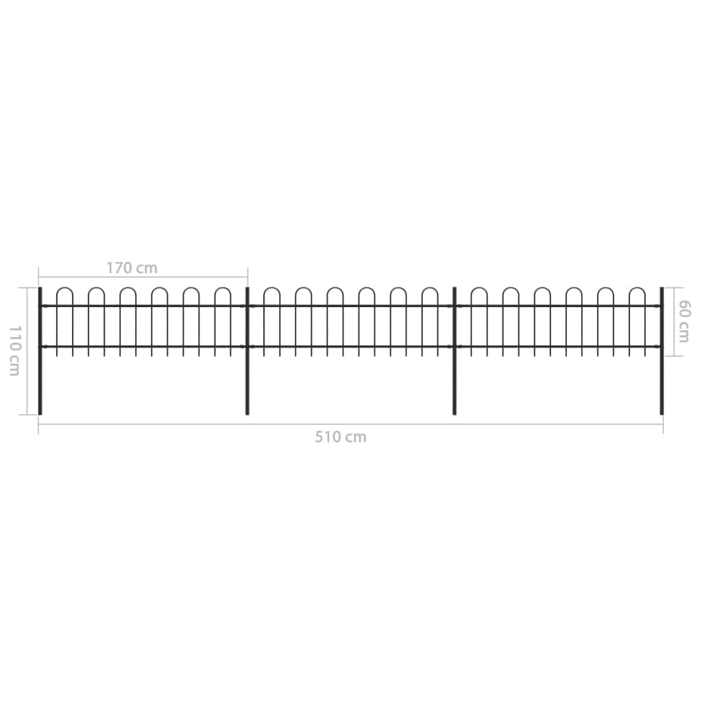 Garden Fence Outdoor with Hoop Top Steel - Black - Simple deals