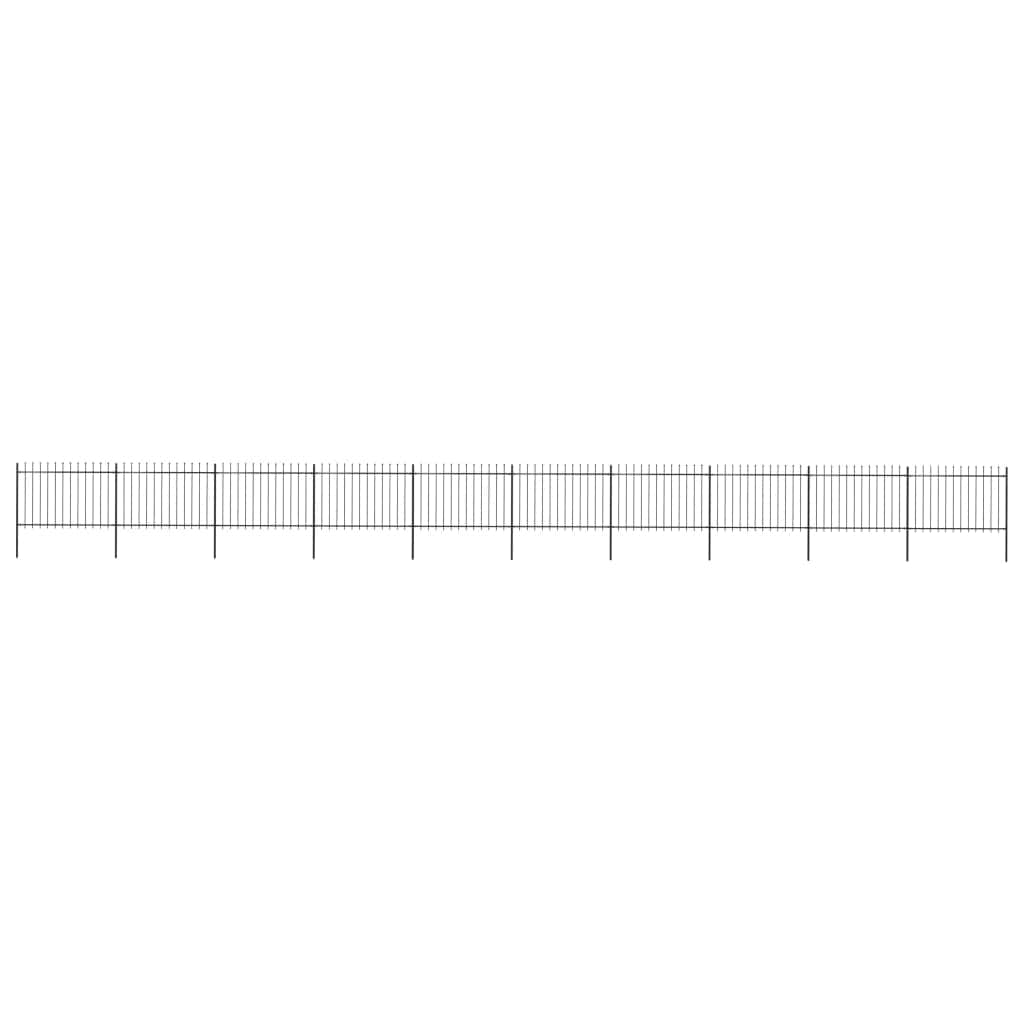 Garden Fence Outdoor with Spear Top Steel _Black