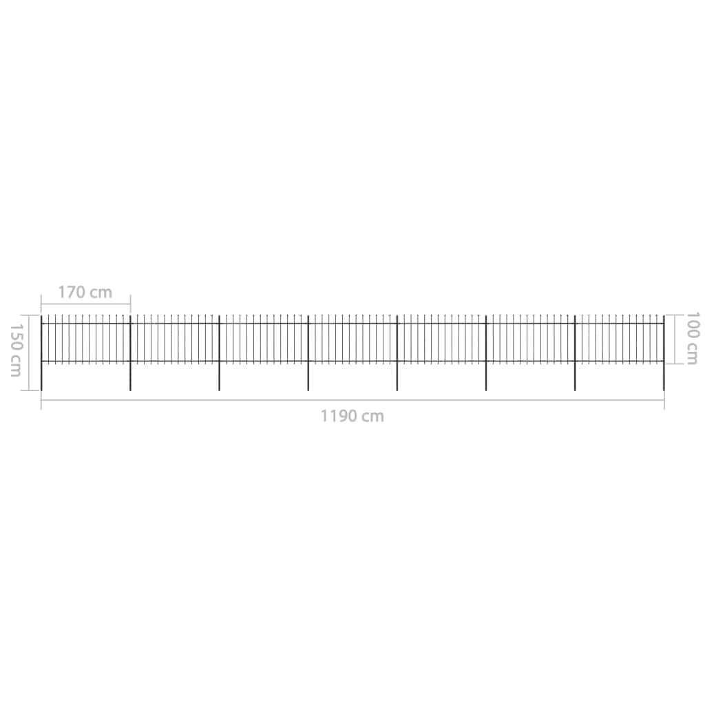 Garden Fence Outdoor with Spear Top Steel