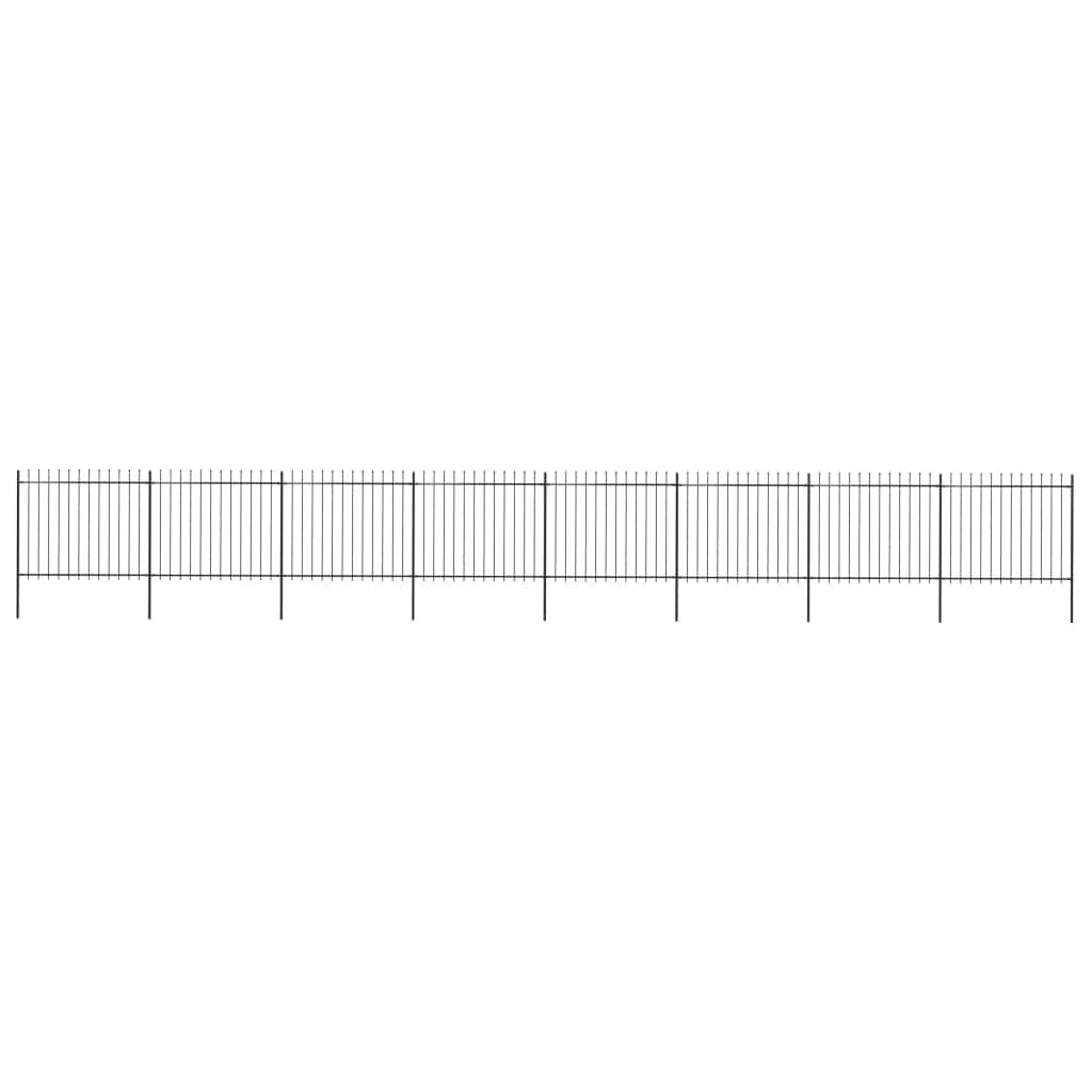Garden Fence Outdoor with Spear Top Steel ,Black