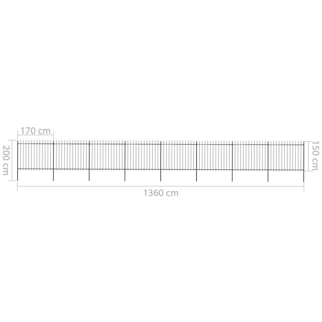 Garden Fence Outdoor with Spear Top Steel ,Black