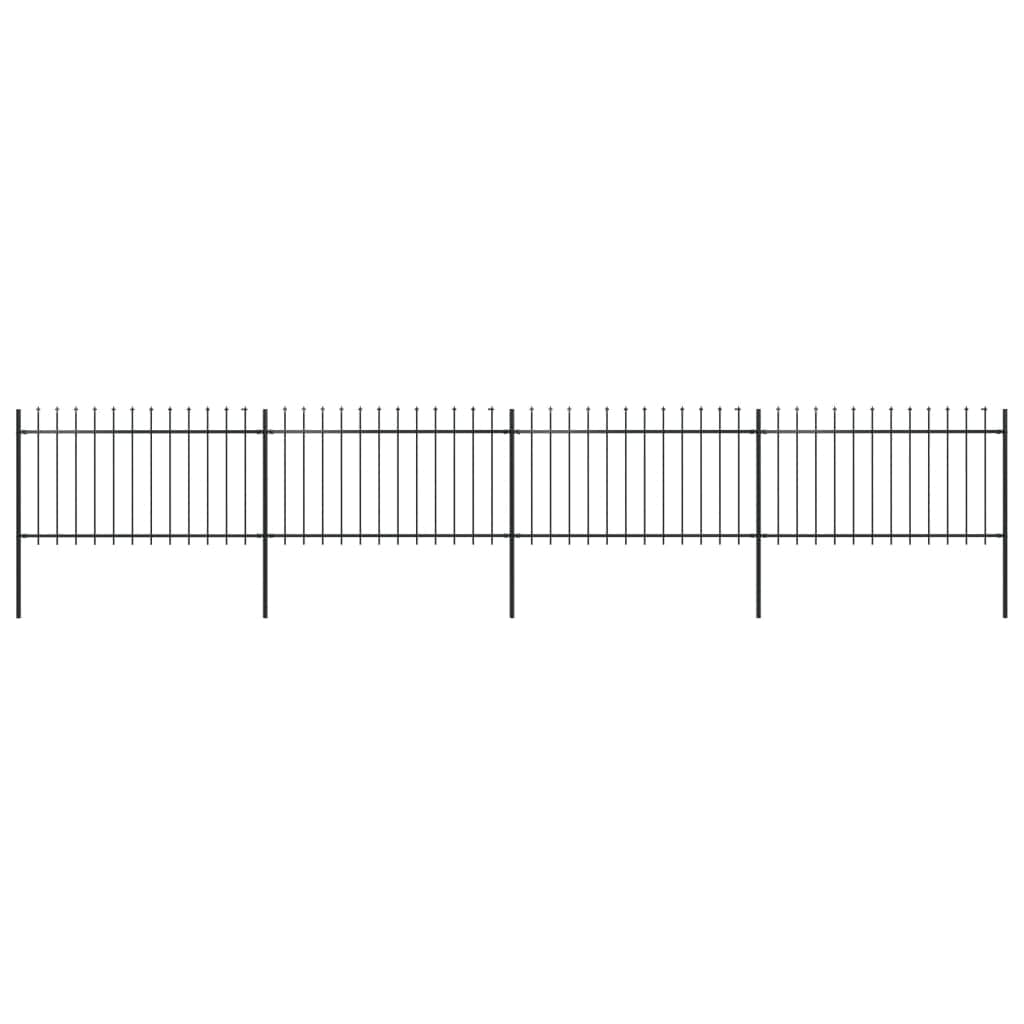 Garden Fence Outdoor with Spear Top Steel Black
