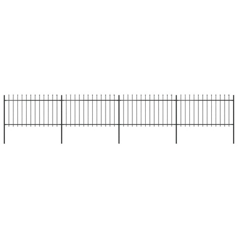 Garden Fence Outdoor with Spear Top Steel Black
