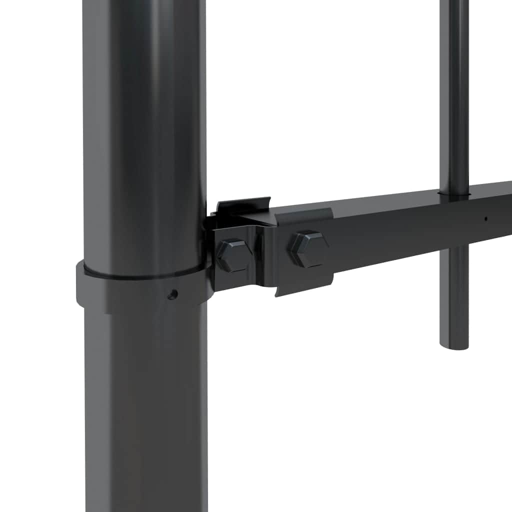 Garden Fence Outdoor with Spear Top Steel Black