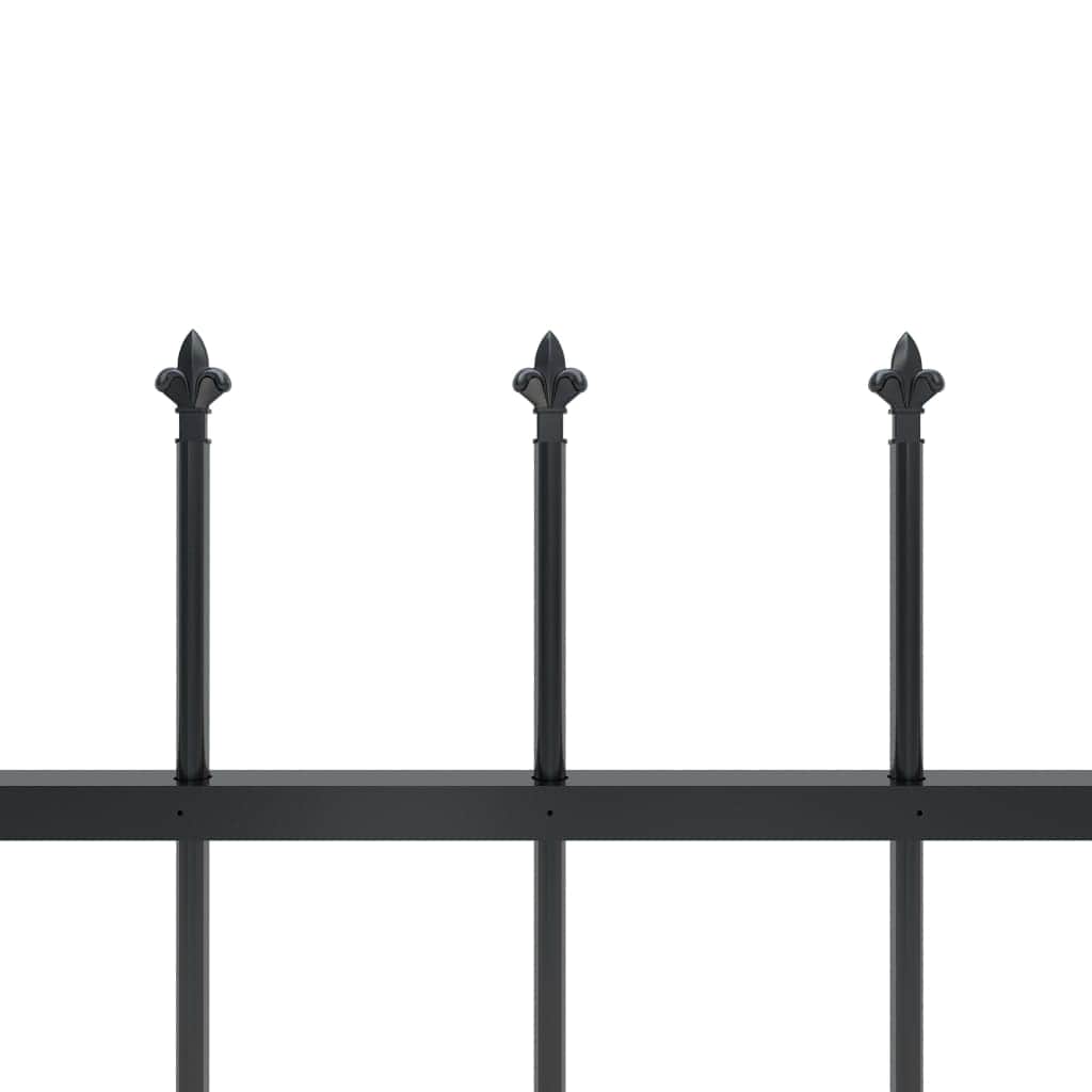Garden Fence Outdoor with Spear Top Steel Black