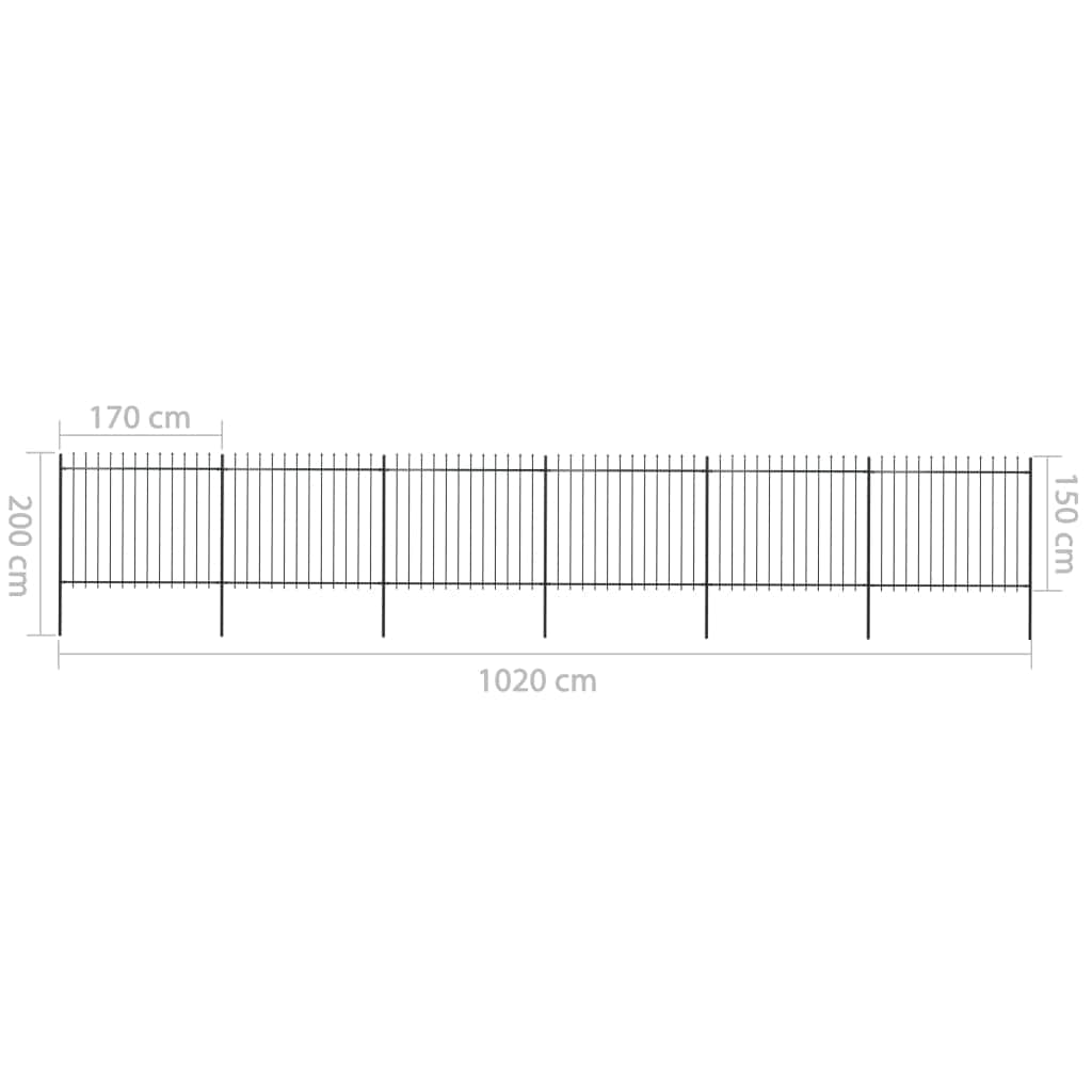Garden Fence Spear Top Steel Black