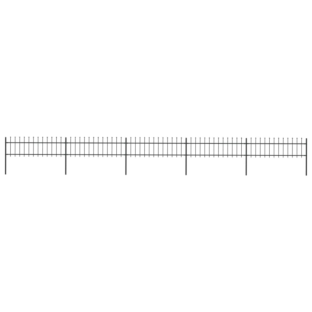 Garden Fence Verticle Bars with Spear Top Steel Black
