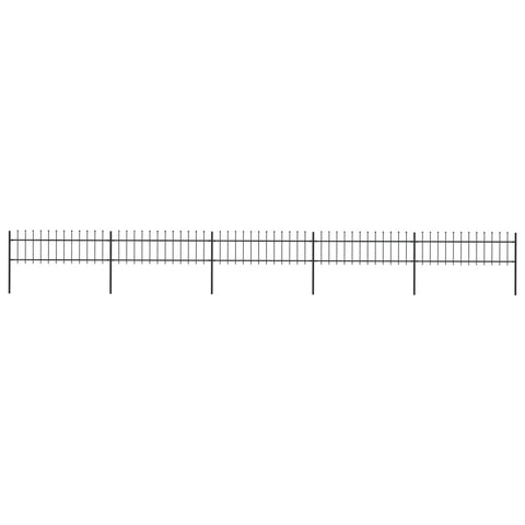 Garden Fence Verticle Bars with Spear Top Steel Black