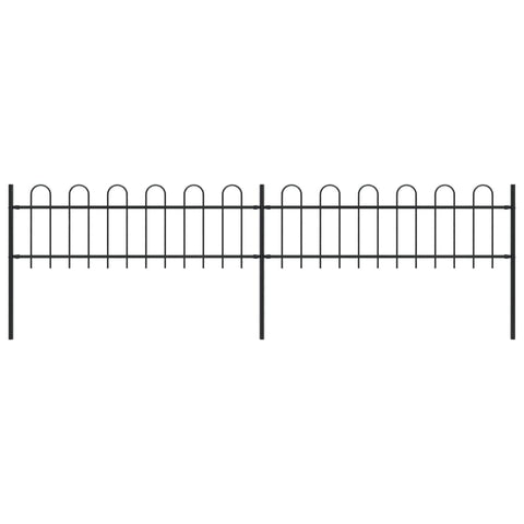 Garden Fence with Hoop Top Steel  Black