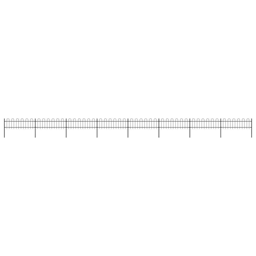 Garden Fence with Hoop Top Steel ,Black