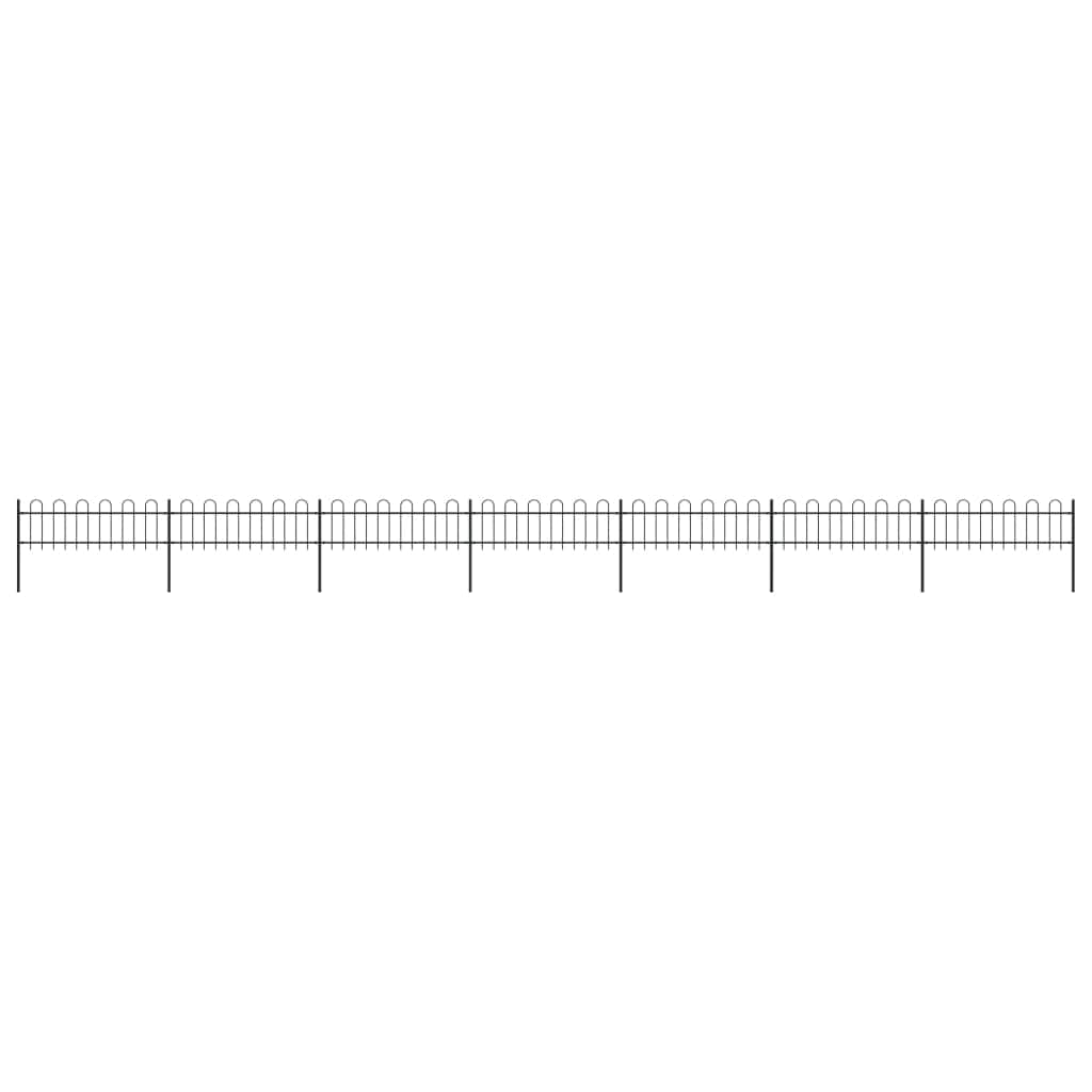 Garden Fence with Hoop Top Steel -Black