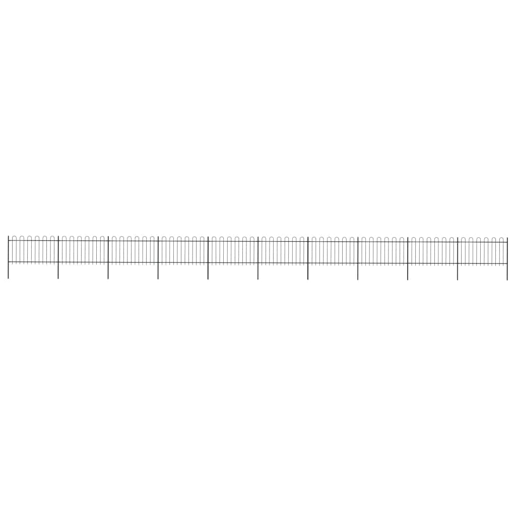 Garden Fence with Hoop Top Steel Black