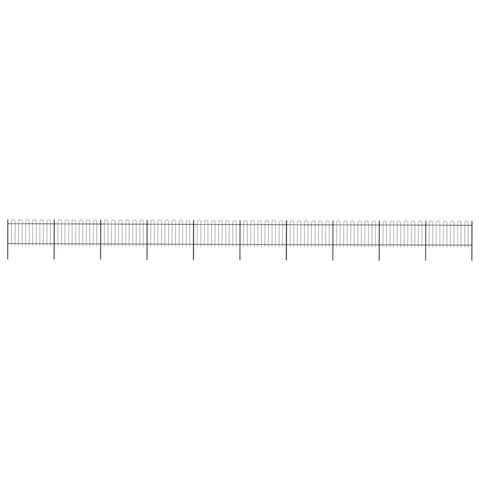 Garden Fence with Hoop Top Steel Black