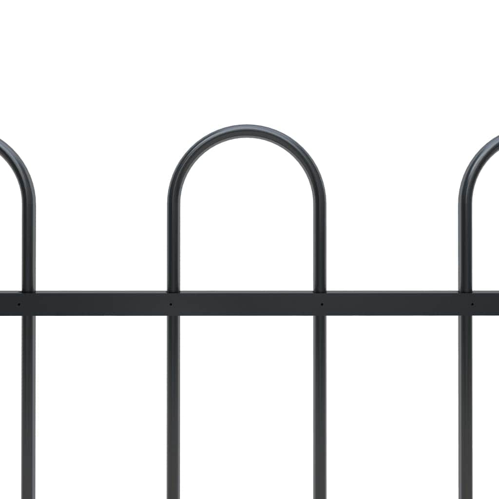 Garden Fence with Hoop Top Steel Black