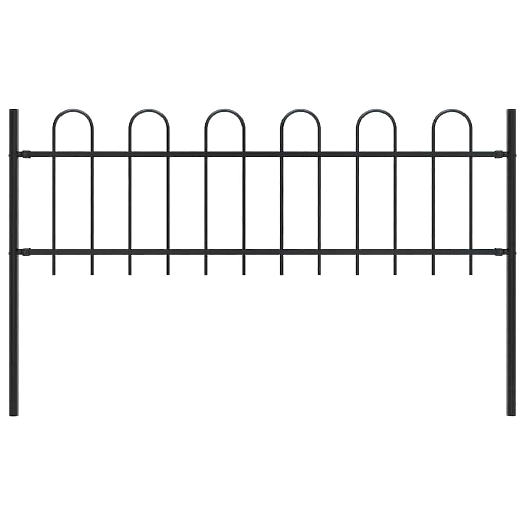 Garden Fence with Hoop Top Steel [Black]