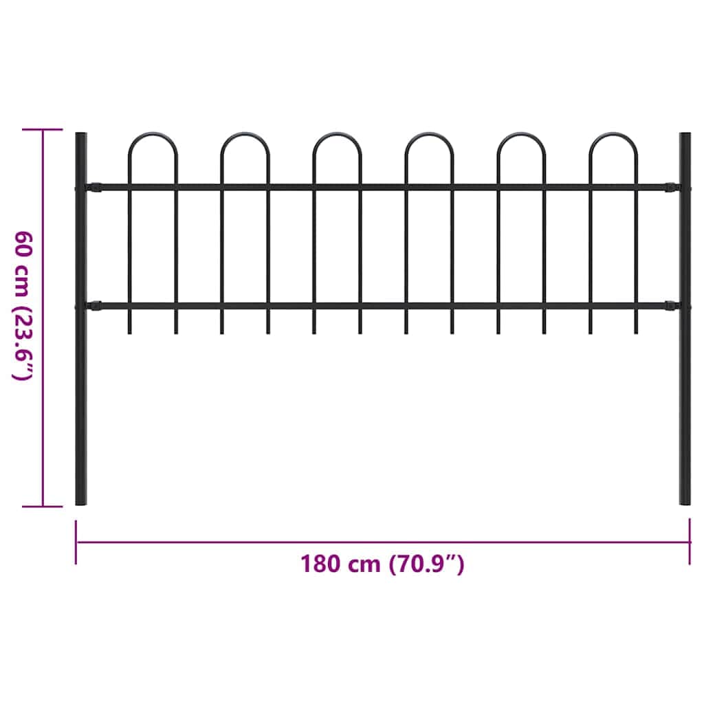 Garden Fence with Hoop Top Steel [Black]