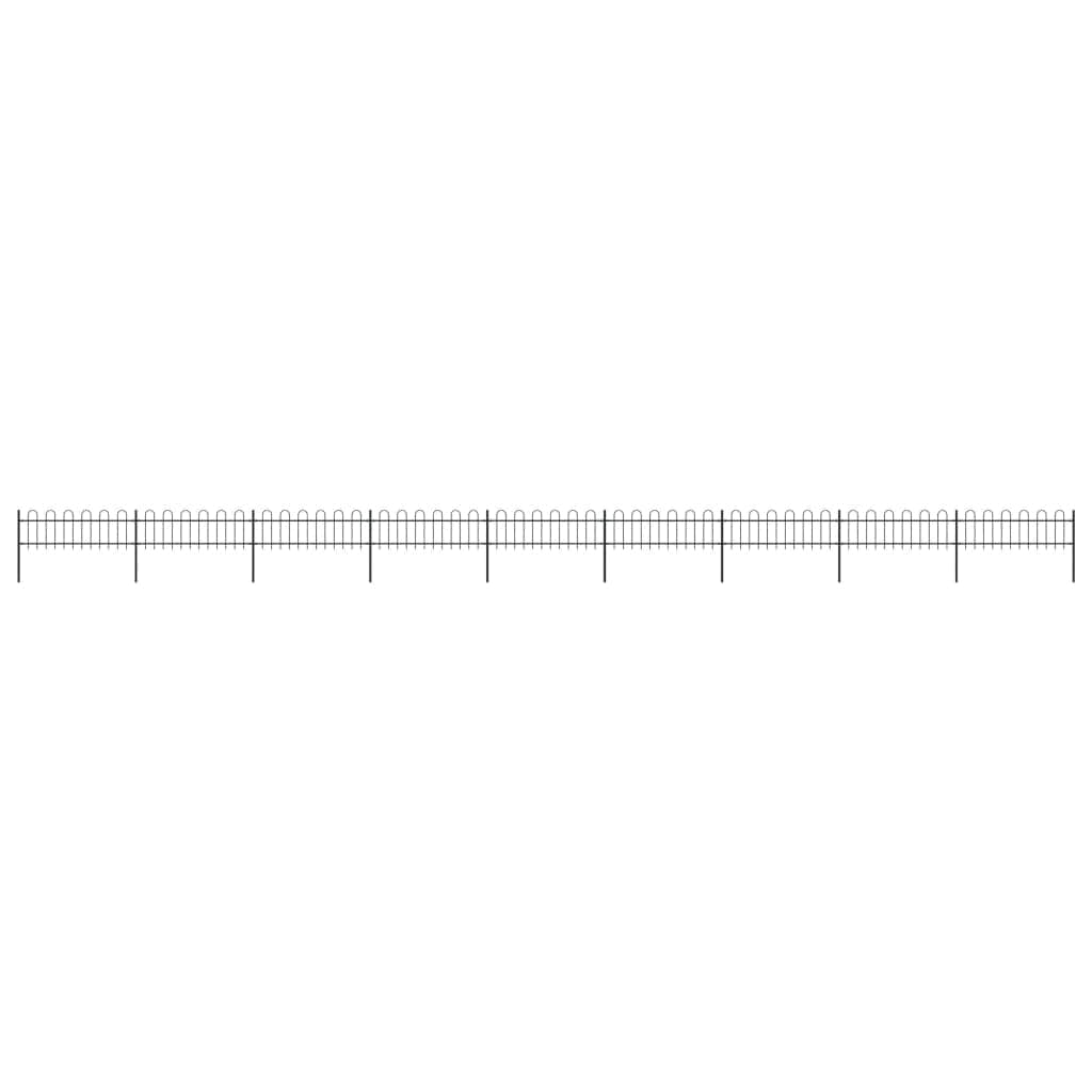 Garden Fence with Hoop Top Steel, Black