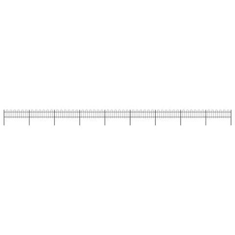 Garden Fence with Hoop Top Steel, Black