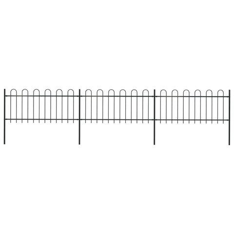 Garden Fence with Hoop Top Steel,Black
