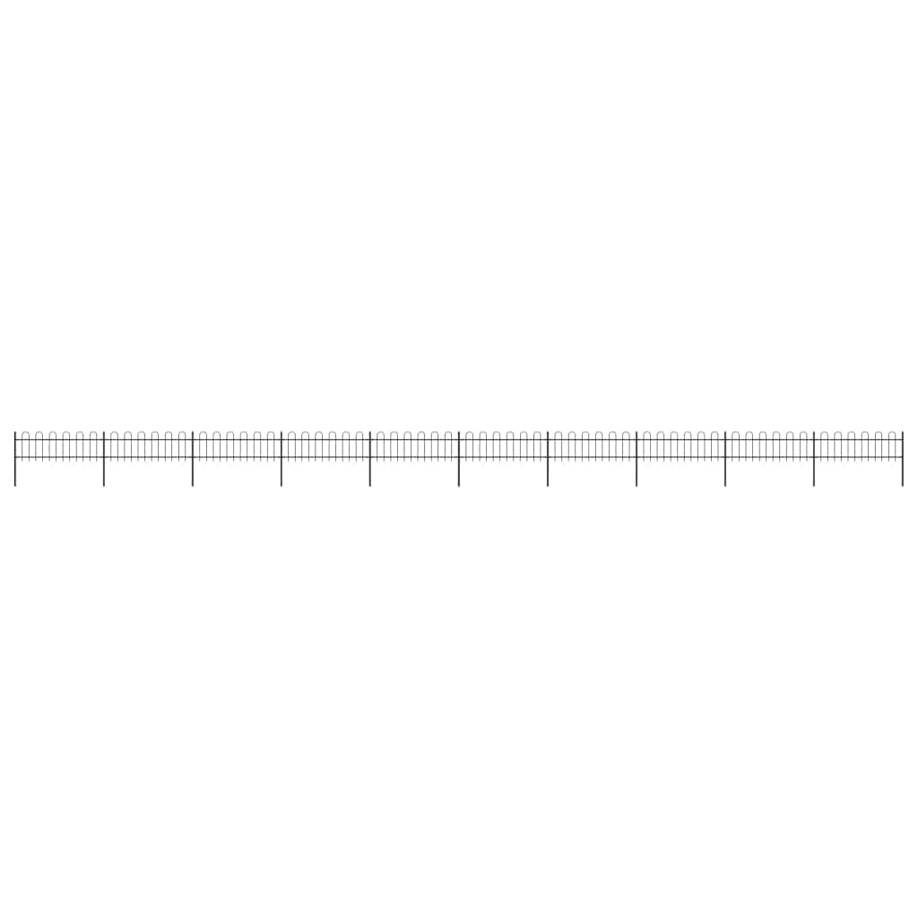 Garden Fence with Hoop Top Steel-Black